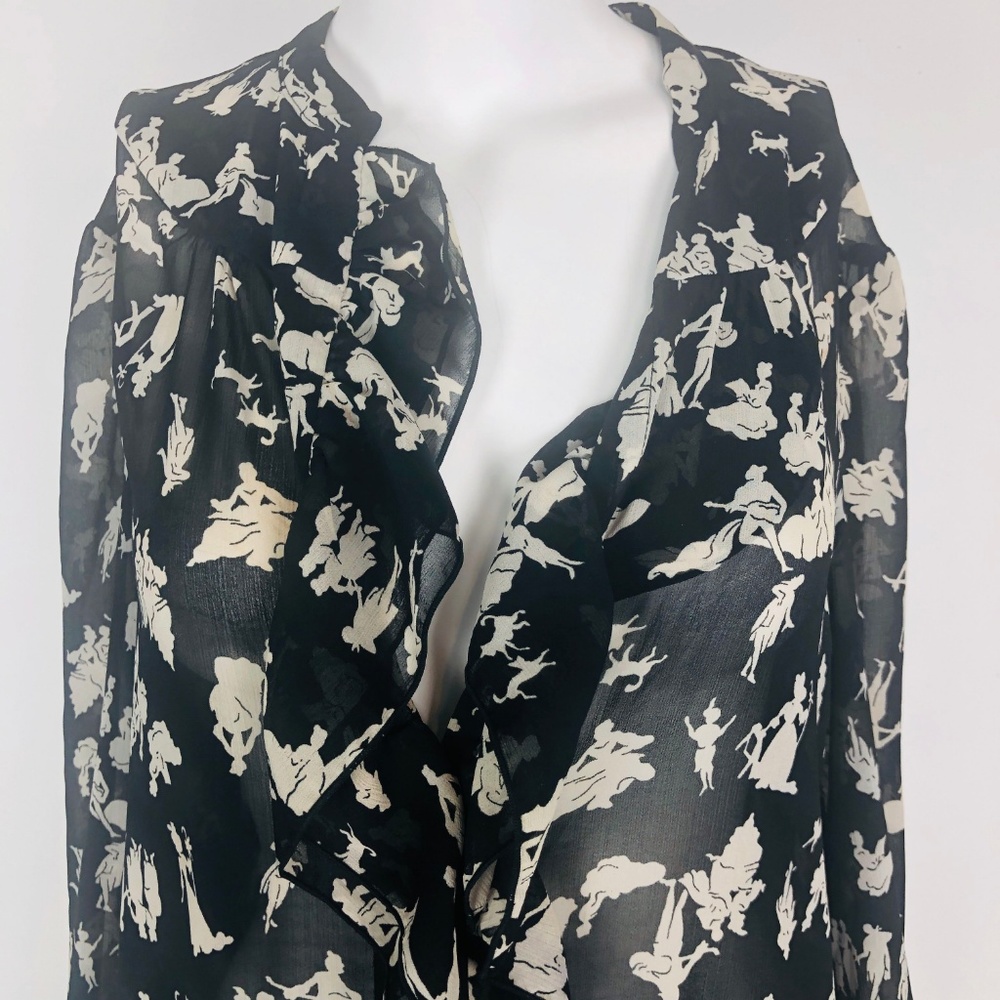 HD In Paris Ruffled Picea Black Dance Music Blouse - Picture 3 of 6